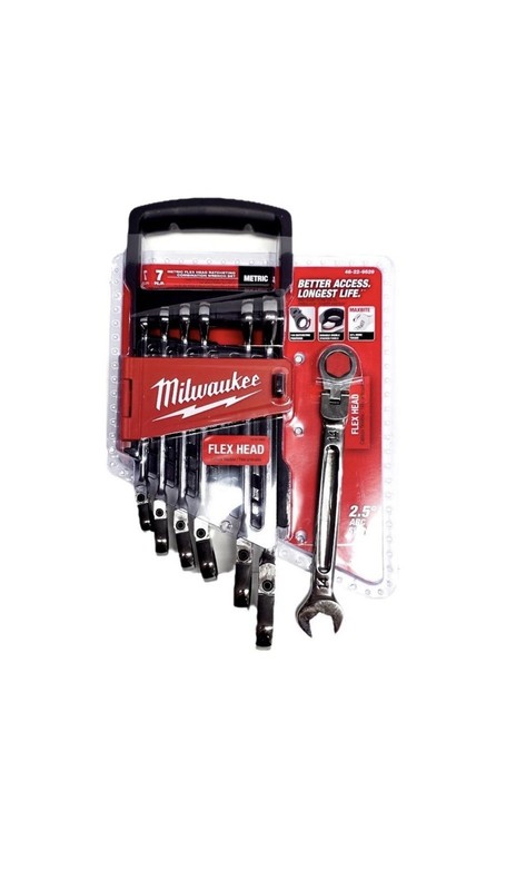 Milwaukee Tool 48-22-9529 7 Pc. Metric Flex Head Ratcheting Combination Wrench