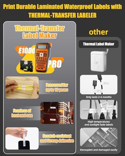 Portable Waterproof Orange Label Maker with Heat Shrink Tape