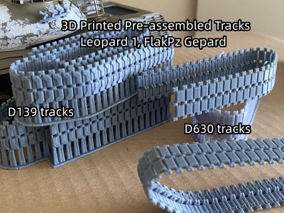 1:35 Leopard 1 Pre-assembled tracks, 3D printed , D630, D139, for Tamya 35064, 3