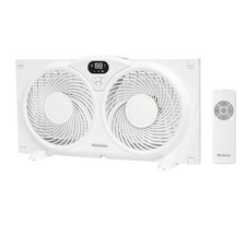 Holmes 9 Inch Digital Window Fan 3 Speed Remote Reversible Twin Blades White