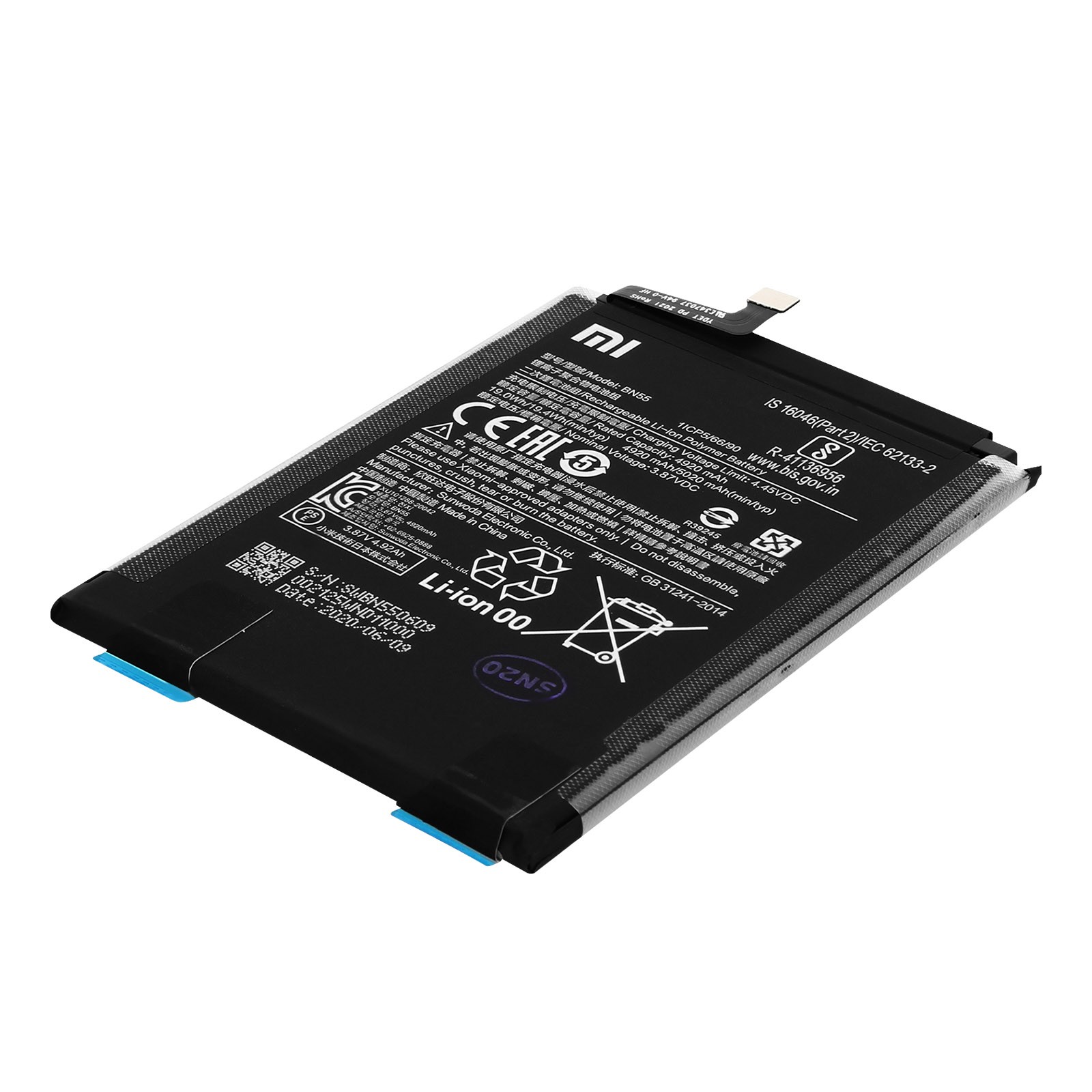 Batterie BN55 Xiaomi Redmi Note 9S haute capacité 5020mAh pour une charge durable et stable