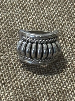 Tom Thomas Charlie Navajo Sterling Silver Ribbed Ring Size 8