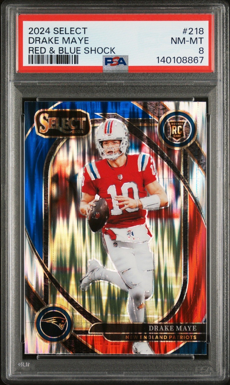 2024 Select Club Level Red & Blue Shock Prizm Drake Maye PSA 8 Rookie RC