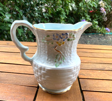 Lovely vintage Crown Devon Powder blue hand painted Floral Jug 6 inch height