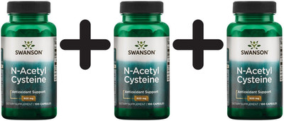 3 x Swanson N-Acetyl Cysteine, 600mg - 100 caps (183,17 EUR/kg)