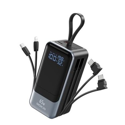 65W Portable Charger for Laptop, 18400mAh Power Bank with 2 Cables 4 Black