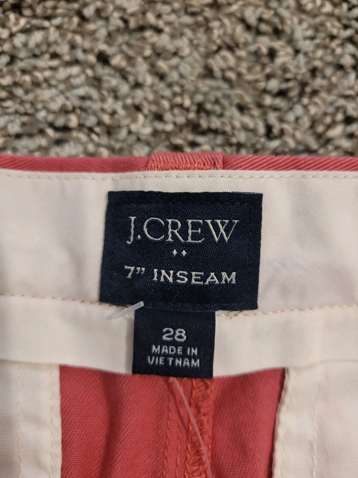 J.Crew pantaloncino chino uomo taglia 28 Salomon rosa 7" cuciture interne preppy nuovo con etichette