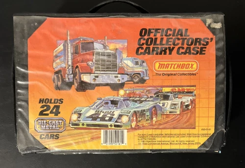 Vintage 1983 Matchbox Official Collectors Carry Case + 24 Various Cars & Trucks