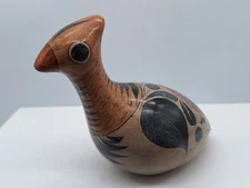 Vintage Tonala Mexican  Bird Figurine Hand Painted Folk Art Pottery signed 4 3/4
