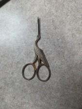 Vintage Stork Bird Sewing Embroidery Scissors Marked 27 Silver with Gold