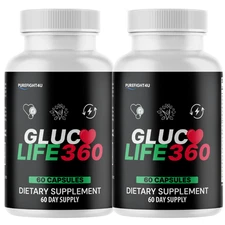 Gluco Life 360 Capsules Support for Blood Health Supplement - 2 Bottles
