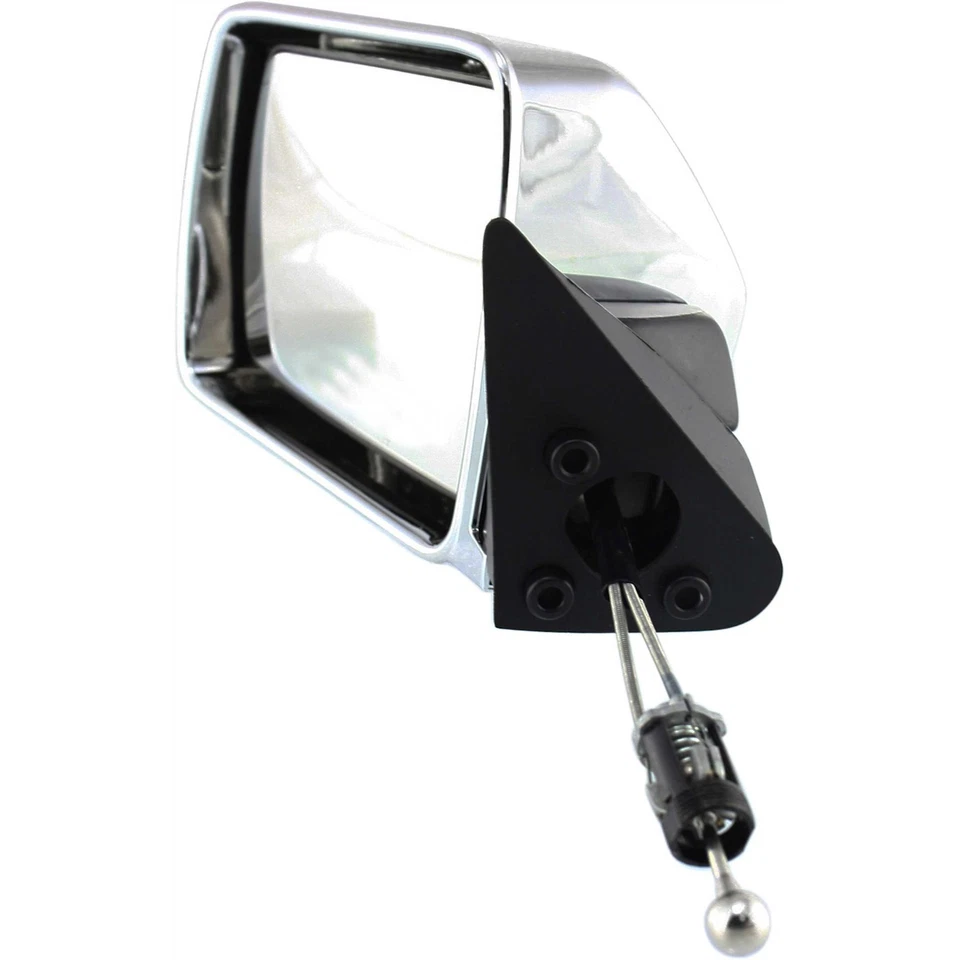 Espejo retrovisor remoto manual para Jeep Cherokee 1984-1996 lado del conductor cromo base negra Foto 2 de 4