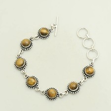 Tiger Eye Gemstone Ethnic Handmade Bracelet Jewelry 16 Gms For Unisex  AB 51719