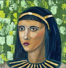Cleopatra Painting Original Art Impasto Oil Painting Egyptian Queen 8x8"
