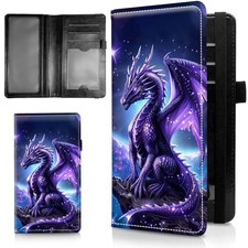 Leather Checkbook Covers for Personal Checkbook Check book Holder Purple Dragon