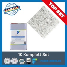 Steinteppich SET mit 1K Premium Bindemittel + 25 kg Kiesel Bianco Carrara weiss