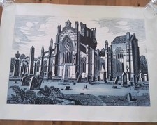 Original Vintage Linocut/Woodcut Print/Black & White /Unsigned/Unframed 1970s?