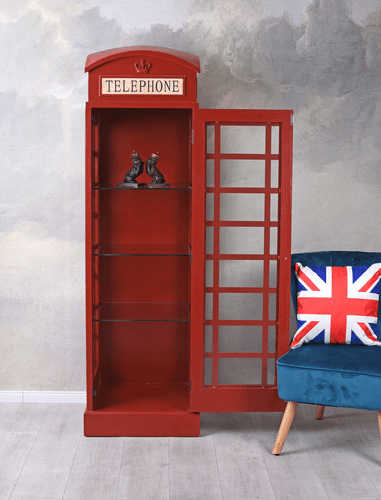 Inglés Escaparate Gabinete de Cristal Estantería Rojo Cabina Londres Vitrina Neu - Imagen 4 de 6