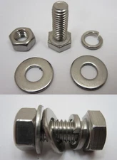 M6 X 1.0 X 16mm A2-70 Stainless Steel Hex Head Bolt Nut Washers, 15 sets, 75pcs