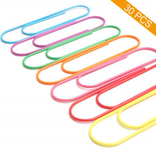 Super Large Paper Clips Vinyl Coated, Coideal 30 Pack 4 Inch Assorted Color Clip