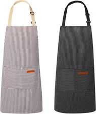 2 Pack Aprons for Women with Pockets,2 Pocket Kitchen Cooking Apron for Men,W...