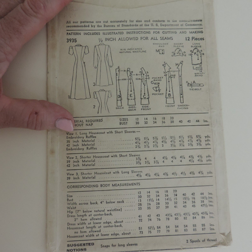 1940s Miss Advance 3935 Pattern Wrap Dress Sz 20 B40, H43 Uncut/FF - Picture 4 of 6