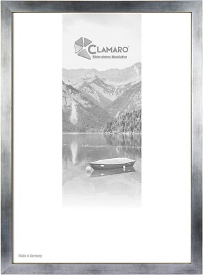 Bilderrahmen CLAMARO Silber Gebürstet Collage nach MaßFSC Holz Modern eckigM3016