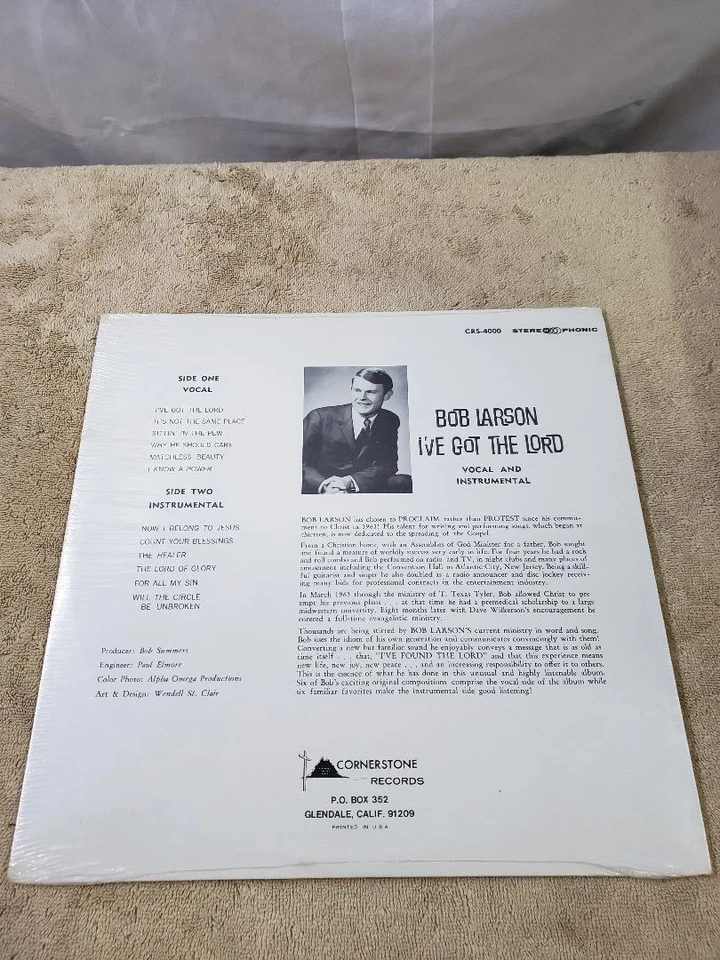 Bob Larson ~ I've Got The Lord ~ CRS-4000 ~ 1966 ~ LP ~ NEW SEALED - Image 2 of 3