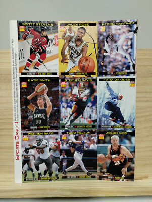 Sports Illustrated Kids 2000 11 Nov Uncut Card Sheet Tara Dakides Jason Kidd