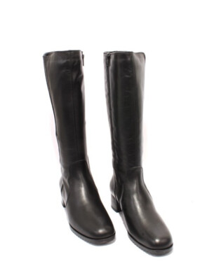 Vernissage 20822 Black Leather Stretch Zip-Up Knee-High Boots 41