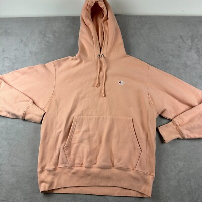 Champion Hoodie Mens M Peach Orange Reverse Weave Logo