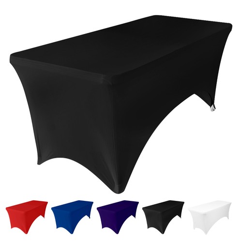 6FT Rectangular Tight Fit Table Cover Spandex Stretch Trestle Tablecloth Wedding - Picture 8 of 33