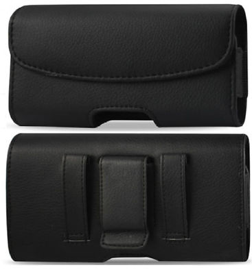 Horizontal Leather Carrying Case Cover Pouch With Belt Clip & Belt Loop Holster