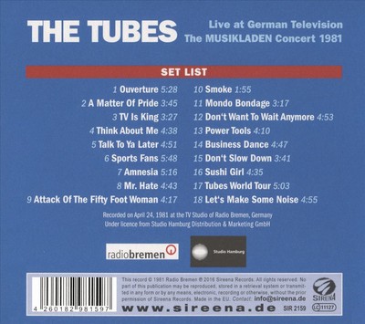 THE TUBES - LIVE ON GERMAN TELEVISION: THE MUSIKLADEN CONCERT 1981  