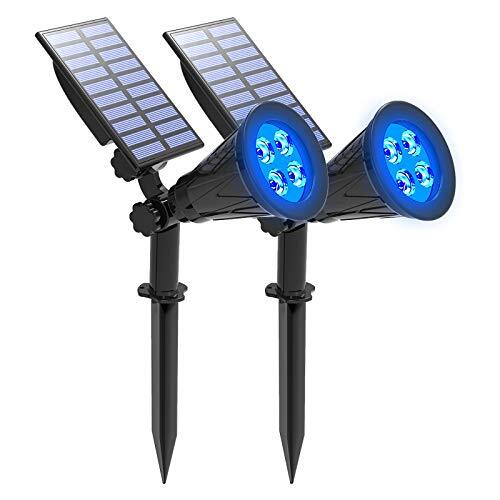 T-SUNUS Blue Solar Spotlights 2 Pack, IP65 Waterproof 4 LED  Assorted Colors 