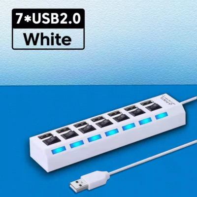 USB 2.0 HUB Verteiler Splitter Adapter Super Speed Datenhub 7 Port für Laptop PC