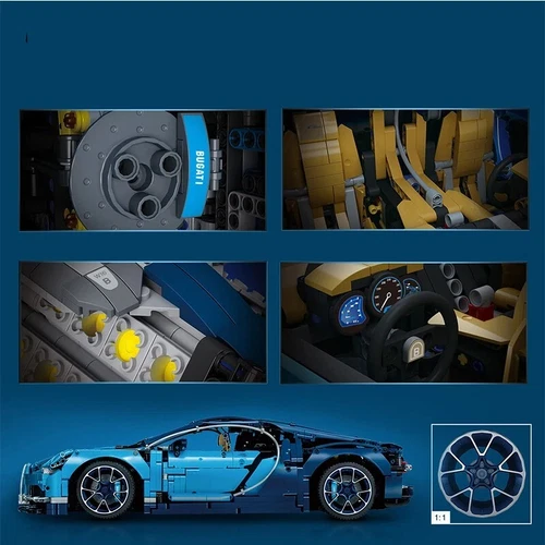Bugatti Chiron Model Building Blocks 42083 Super Racing Car Realistic 4031 Pcs - Picture 9 of 16