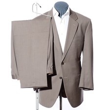 44R Jos A Bank Signature Taupe Gray Pinstriped Wool 2-Piece Suit 39x29 Trousers