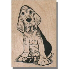Mounted Rubber Stamp, Basset Hound Puppy, Dog Stamp ,Animal,Big Paw,Eyes,Ear,Pet