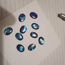 10 X blaue Abalone Muschel oval Cabochon 15mm x 10mm kalibriert