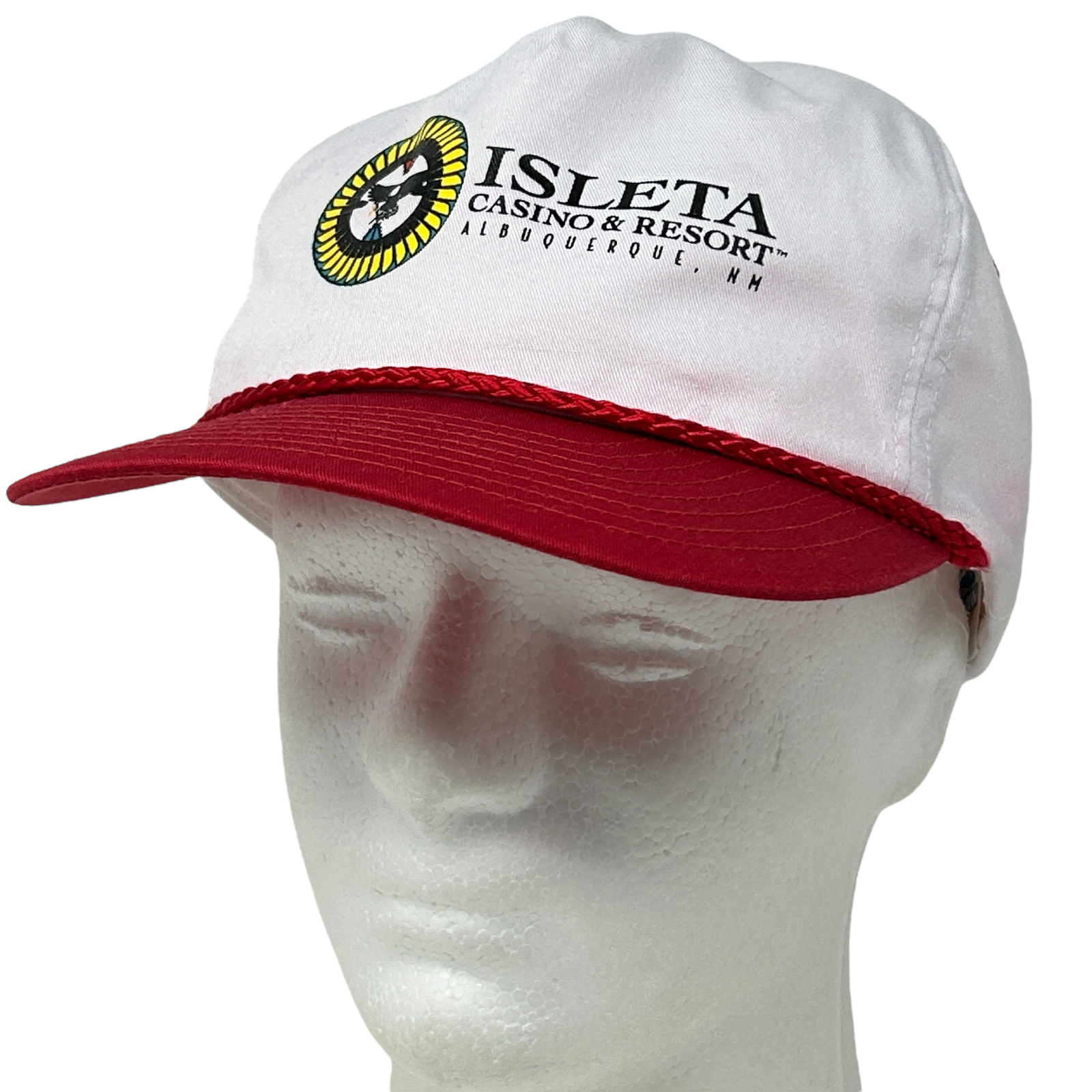 Vintage Isleta Casino Resort Baseball Cap Hat Albuquerque New Mexico Rope White