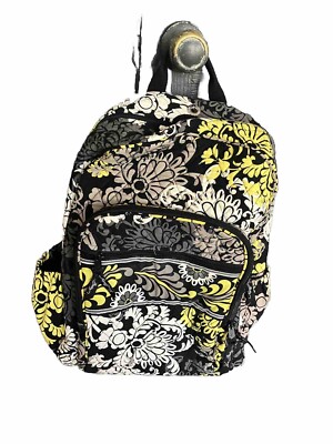 vera bradley xl campus backpack black,lime print,ID slot, pens