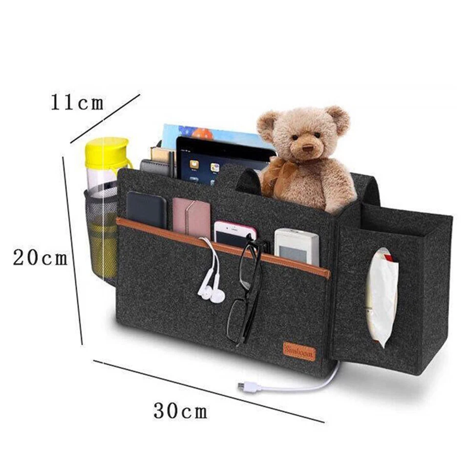 Caddy organizador de cabecera colgante con soporte de control remoto almacenamiento para sofá cama Foto 3 de 4