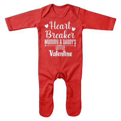 Heart Breaker Strampler süß Valentinstag Neugeborenes Baby Schlafanzug Auswachsen...