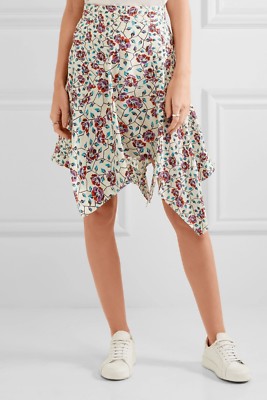 Isabel Marant Women's Rachel Asymmetric Floral Printed Silk Short Skirt Sz S 34