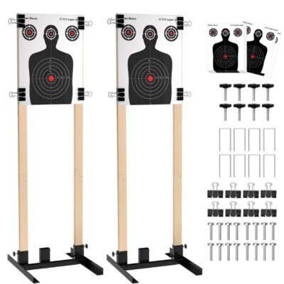 Shooting Targets With Stand Paper Steel Base Gun Range Adjustable Holder Archery