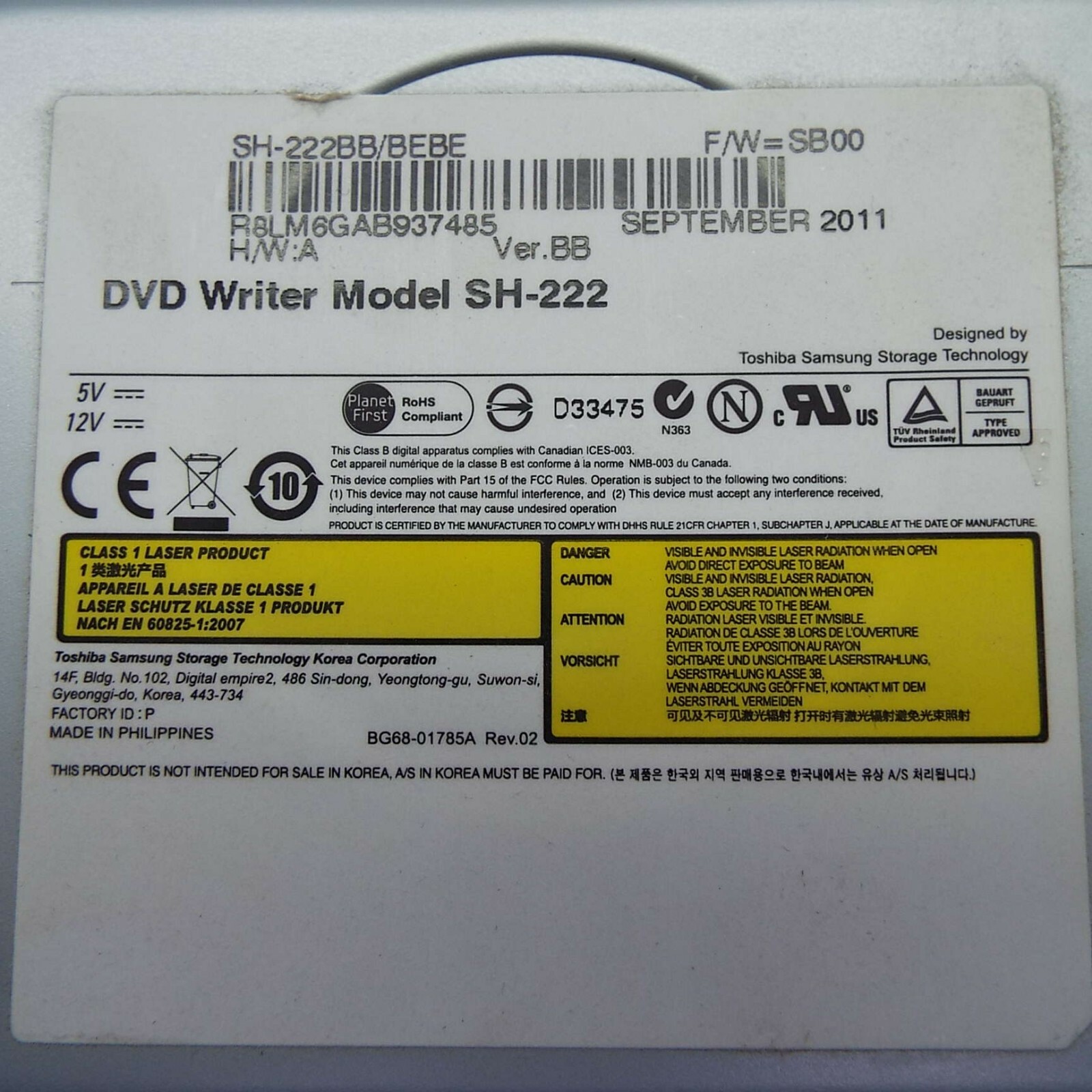 Toshiba DVD Writer Model SH222 (LOOK DESCRIPTION) D2400 eBay