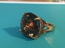 Gold Vermeil on Sterling 20mm Smoky Topaz Ring