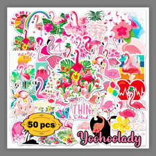 50x Flamingo Stickers Labels, Die Cut Labels, Pink Flamingo Variety Pack 50 pcs