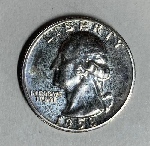 (B2) 1958 Proof Washington Silver Quarter Toning